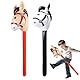 Anrbb 2er-Pack aufblasbares Stabpferd, 37 Zoll, aufblasbarer Pony-Stab für Kinder, für Weihnachten, Pferde-Motto-Geburtstagsfeier, Dekoration, Party-Geschenk-Requisiten (Schwarz, Rot)