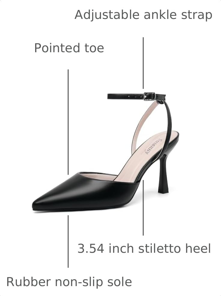 Image of Susanny Heels for Women Stiletto Closed Pointed Toe Backless Dress Shoes High Heels Sexy Kitten Pumps Wedding Guest Party Dance Prom Dressy Comfort Shoes
