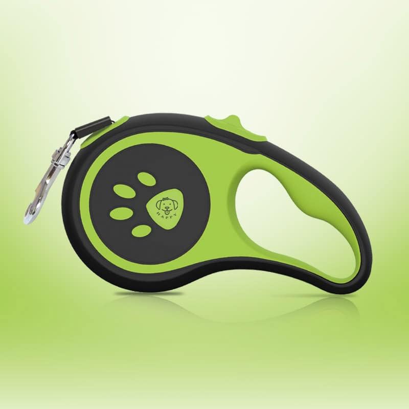 Retractable Dog Leash, Pet Walking Leash with Anti-Slip Handle, Strong Nylon Tape, Tangle-Free,One-Handed One Button Lock & Release, Suitable for Small/Medium Dog Or Cat,16 ft Green