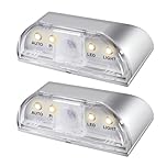 2 Pack Keyhole Lights Key Light PIR Infrared IR Wireless Door Lock Lamp Auto Sensor Motion Detector 4 LED Bulbs lamp Stick-on Anywhere Tap Lights Battery Operated-Silver Excludes 2 AA Batteries