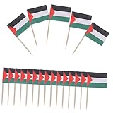IMIKEYA 100個 パレスチナ国旗ピック 小型フルーツピック ケーキトッパー装飾 耐久性素材使用 パーティーデザート用テーブル飾り