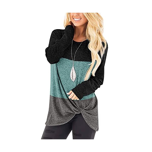 SAMPEEL-Womens-Casual-Tunic-Tops-Twist-Knot-Pullover-Shirts SAMPEEL Womens Fall Tops Casual Tees Shirts Autumn Sweaters Tunics Leggings Black L…