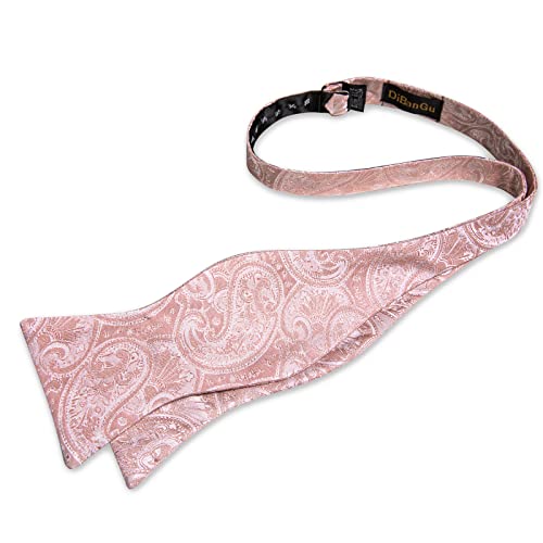 Image of DiBanGu Mens Silk Self Bow Tie Set 4PCS for Tuxedo Wedding