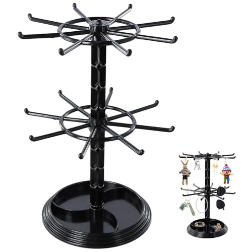 Zillary Présentoir à Bijoux Rotatif, Présentoir Rotatif pour Bijoux, Support Rotatif pour Colliers, Étagère à Bijoux Rotative, Support de Collier Rotatif, pour Colliers, Bracelets, Porte-Clés (Noir)