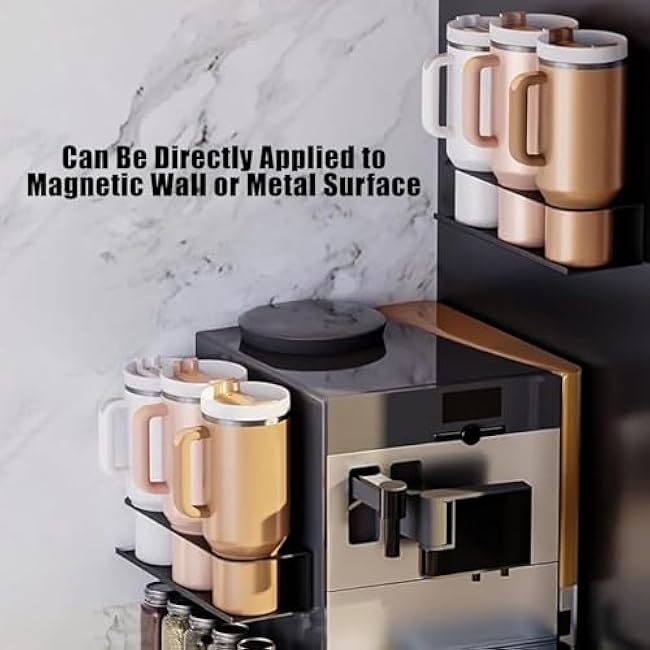 Magnetic Water Bottle Organizer for Stanley 30/40 oz Tumbler,Strong Magnetic Cup Holder for Fridge,Refrigerator Water Bottle Rack,Cup Storage Organizer Magnet Shelf,Space Saving for Kitchen