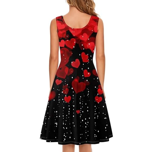 Image of Women's Casual Loose Sundress Midi Sleeveless Crewneck Dress Summer Beach Tank Dress with Pockets