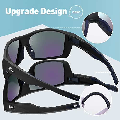 Image of Bevi Square Polarized Sunglasses UV 400 Protection with TR90 Lightweight Frame Glasses for Women Men