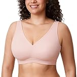 AISILIN Non Wired Bras for Women Comfort Wireless Bralette Support Full Coverage Unlined Soft T Shirt Plus Size Bra Gentle Rose 40DD