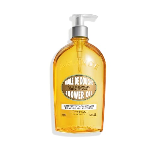 L'OCCITANE Deluxe Size Almond Shower Oil 500ml | Vegan & 99% Readily Biodegradable | Nourishing & Softening | Luxury & Clean Beauty Bodycare for All Skin Types