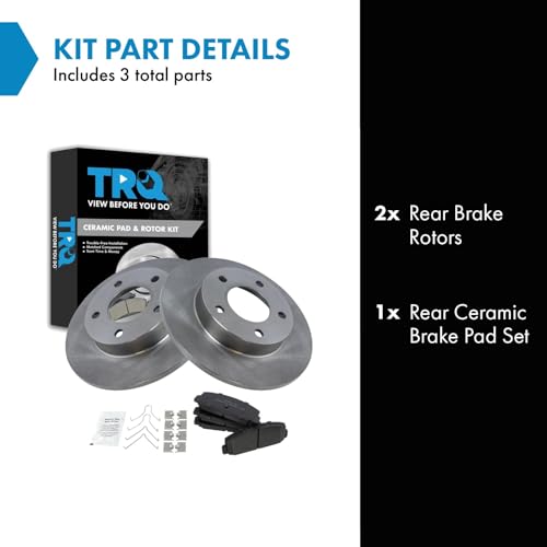 Image of TRQ Rear Brake Pad and Rotor Set Ceramic Compatible with 2003 Mazda Protege