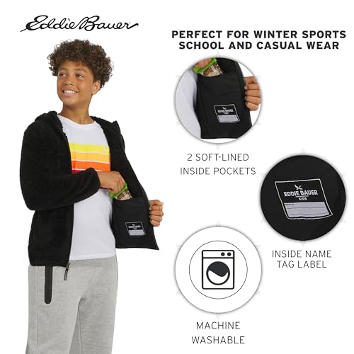 Image of Eddie Bauer Girls' Quest Plush High Pile Faux Sherpa Hooded Jacket