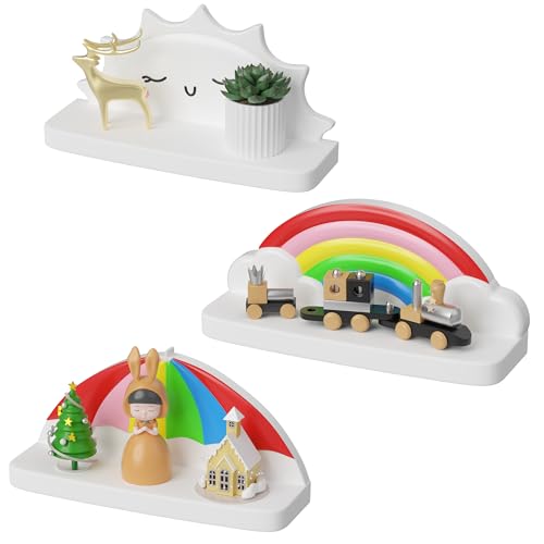 Veluckin Floating Shelves For Kids Room Nursery Wall Decor Display Compact Style For Livingroom Bedroom Bathroom,3 Pack,C1 cover