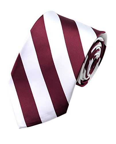 Image of NYFASHION101 Men's Classic Striped Necktie - Premium Woven Two-Tone Tie for Weddings, Graduation, Business & School Colors