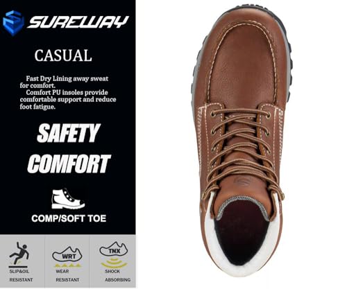 SUREWAY Men's Lightweight Casual Soft Toe Work Boot - Moc Toe, Men's Construction Industry Safety Wedge Work Boot/Shoe - Black, Comfort Insole, Superior Oil/Slip Resistance4