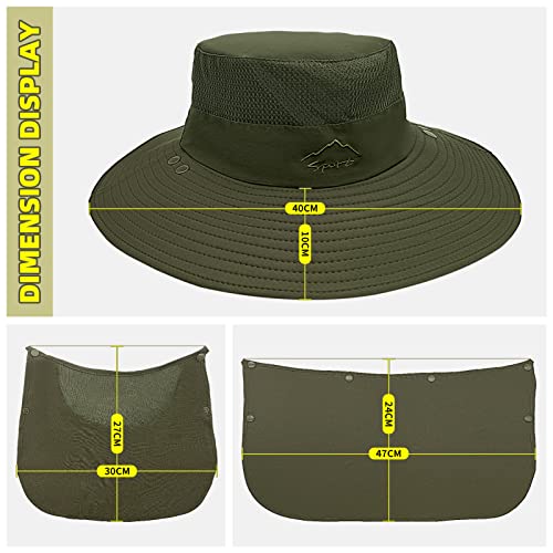 Fishing Hat For Men Sun Protection Hat With Removable Mesh Face Neck Flap Cover Windproof Strap For Men And Women Green #TOP1
