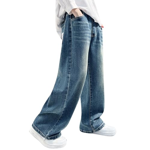 Boys Casual Elastic Waist Pants Durable Denim Trousers for Everyday Wear Stylish Loose Fit Bottoms for Outdoor