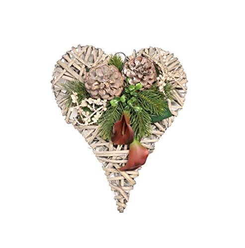 Passion MaDe Rattanherz - Grabgesteck Künstlich Allerheiligen Urnengrab -...