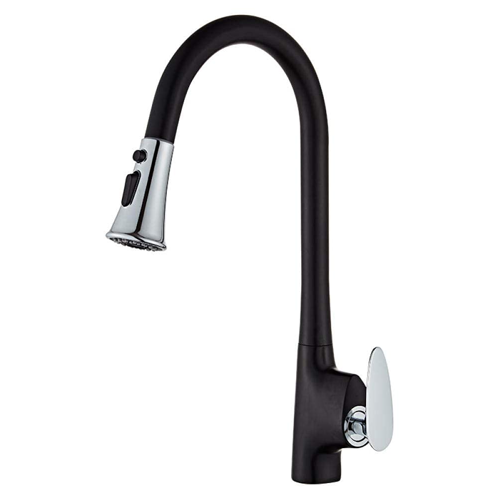 Robinet de cuisine chrome et noir au design minimaliste moderne A438