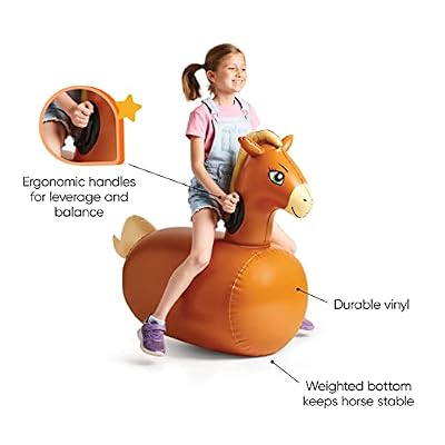 HearthSong Hop 'n Go Inflatable Bouncing Ride-On, 48 L x 20 W x 36 H, Set of 2, Outdoor Play, Ages 5 and Up, Horses