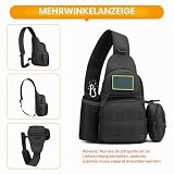 HUNTVP Taktisch Brusttasche Military Schultertasche Tactical Chest Sling Pack MOLLE Armee Crossbody Bag Militärisch Umhängetasche Mini Single Strap Rucksack für Reisen Wandern Camping,Typ-1 Schwarz