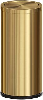 30L/8GAL Gold Brass Kitchen Trash Can,Tall Commercial Garbage can,Large Capacity FILP lid Trash can for Kitchen,Shopping mall,Elevator gate,Airport, Hotel,Commercial (Gold)