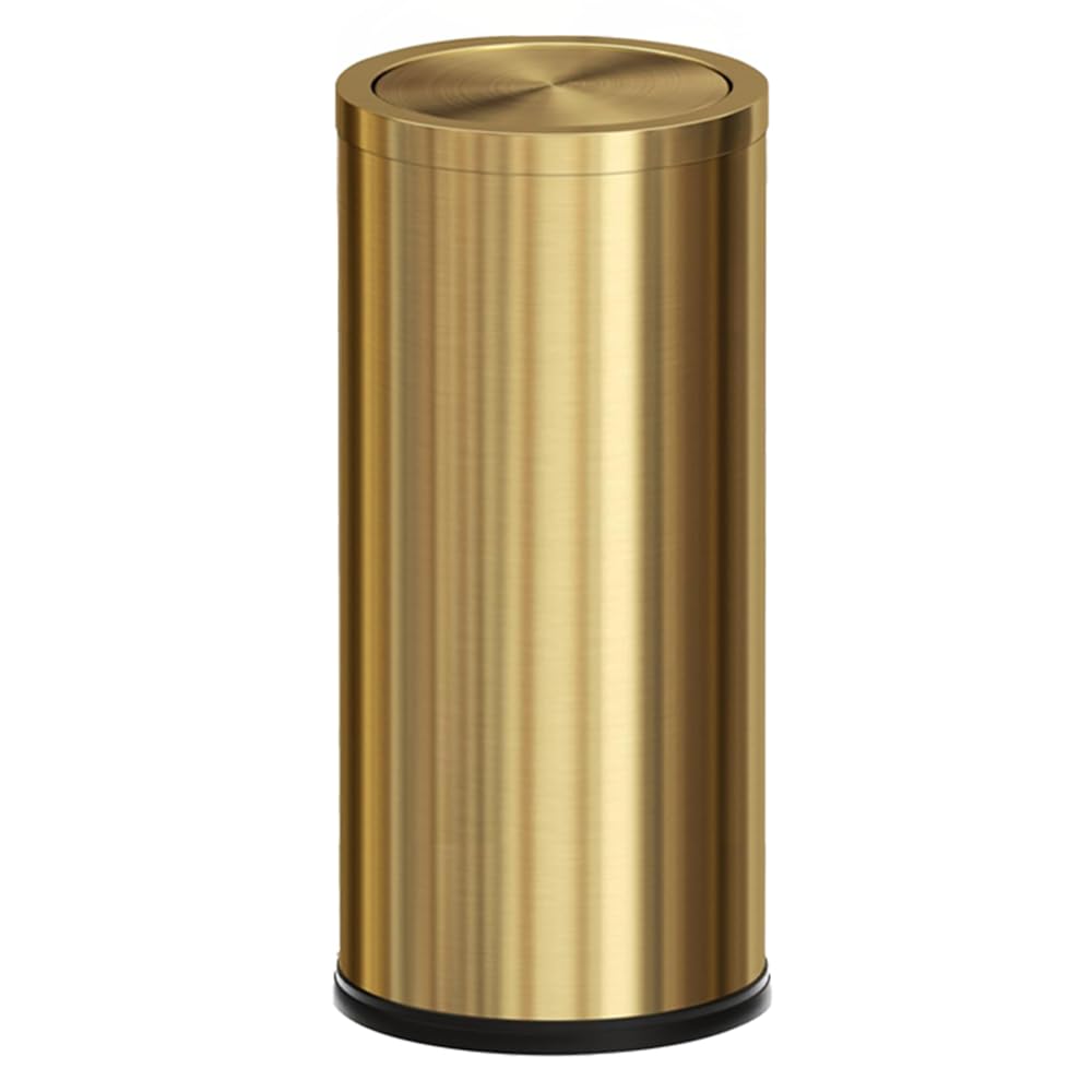 30l/8gal gold brass kitchen trash can,tall commercial garbage can?large capacity filp lid trash can for kitchen,shopping mall,elevator gate,airport, hotel,commercial (gold)