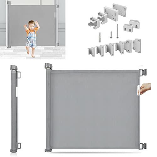 Retractable Gate for Babies and Pets, 130cm, Grey