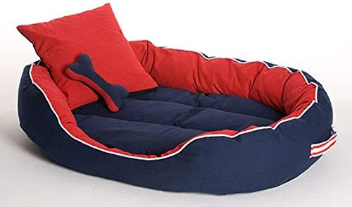 PETSHUB Elite Dog Bed & Cat Bed Ultra Soft Red & Blue Reversible with 2 Extra Pillows (Export Quality)-XXL