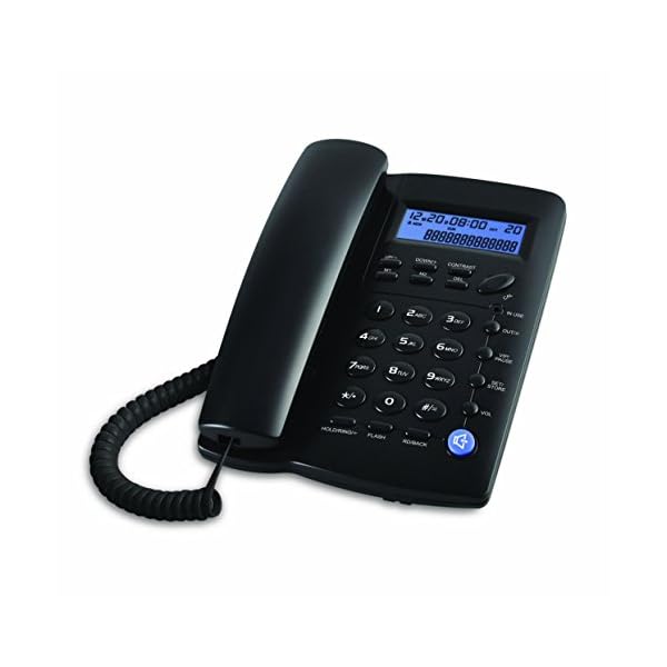 Y043 Corded Landline Telephone for Home, Caller ID/Call Waiting, Easy-to-Use, Speaker, Display, Desk Phone Only (Black)