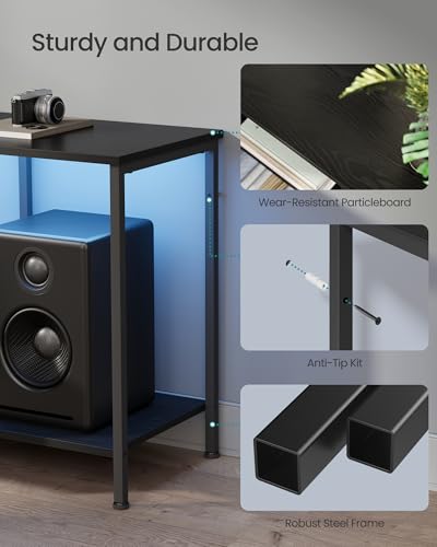 SONGMICS BELLAH Collection - TV Stand for TVs Up to 55 Inches, Media Console Table and Entertainment Center Unit for Living Room, with Shelves and Drawer, Steel, Modern, Ink Black ULGS031B101S - Image 6