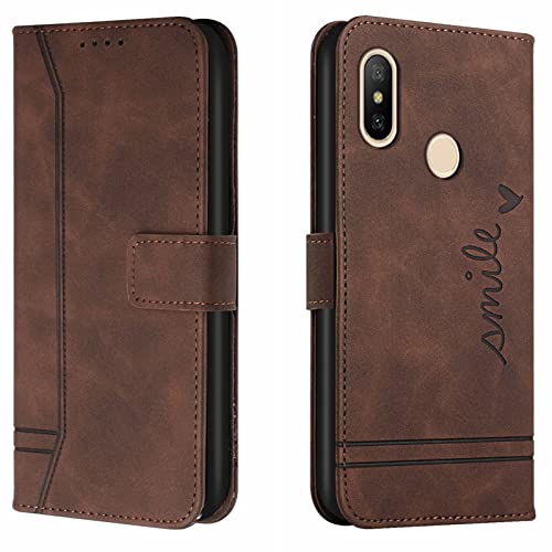 Lihondar Funda para Xiaomi Redmi 6 Pro/Xiaomi A2 Lite, Premium PU Cuero Billetera Tapa Flip Protectora Carcasa Libro Case Magnético con Tapa y Ranura para Tarjetas Piel Cartera (Braun) Cover