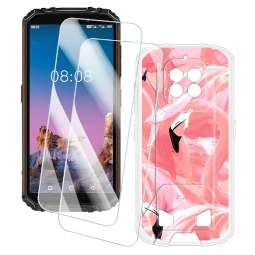 OAGELIM 2�Z�b�g �X�N���[���v���e�N�^�[ + �P�[�X Oukitel WP18 Pro (5.93 �C���`) �Ƃ̌݊������� �A�[�e�B�X�e�B�b�N�J�X�^���v�����g�J�o�[�Ƌ����K���X�t�B���� �X�N���b�`�h�~ (�t���~���S)