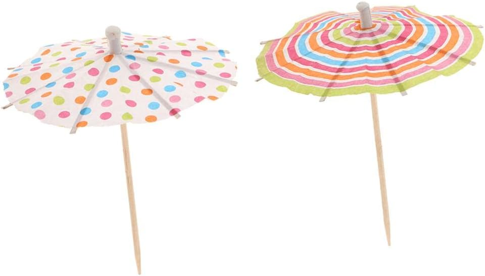 100 X Polka Dot Circle Umbrella Tropical Cocktail Party Takes Food Pick