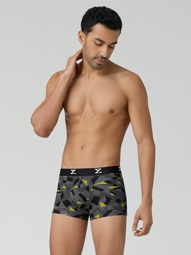 Image of XYXX Men's Shuffle Micromodal Regular Fit Printed Antimicrobial Trunks with No Marks Waistband (Pack of 3)