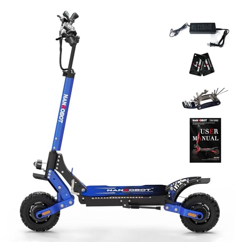 NANROBOT D4+ Electric Scooter Adults Fast Off Road Sport Scooters 2400W Dual Motor Up to 42MPH & 40Miles Long Range Heavy Duty Foldable Kick Scooter Electric for Adults with Suspension 10' Tires