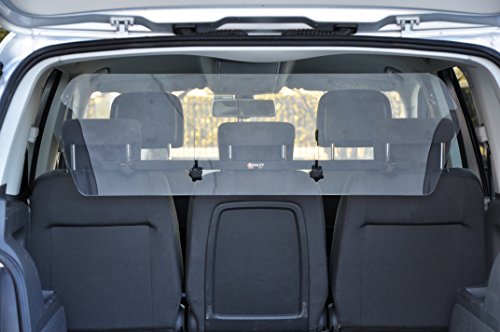 WalkyAir Clear Transparent Pet Safety Barrier. Universal Fit to Vehicle with Round,Adjustable Headrests (Large)