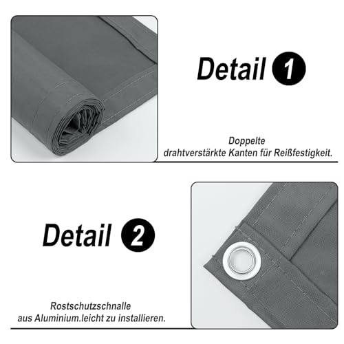 SUNNY GUARD Balkon Sichtschutz Wetterfest 90x400cm Balkonverkleidung Balkonabdeckung Balkonumspannung UV-Schutz Windschutz mit Kabelbinder,Anthrazit