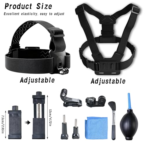 Rieoany 10er-Set Kopfkamera, Handy Brusthalterung, Handyhalterung Körper, Handyhalterung Kopf Kompatibel für Smartphones und Sportkameras