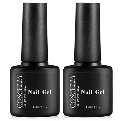 COSCELIA 2 pcs Protecteur Vernis Ongles Gel Peel Off Liquide Latex Amovible Anti-débordement Protection des Doigts et de la Peau Blanc