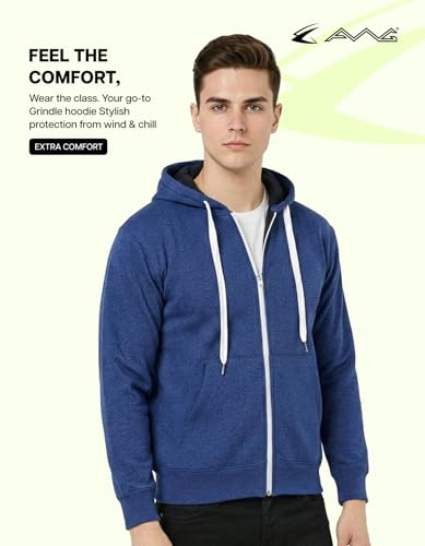 Image of AWG ALL WEATHER GEAR Hoodies for Men | Men's Solid Hooded Sweatshirt | Winter Wear | Pullover | Jackets for Men Stylish | Zipper Hooded Sweatshirt