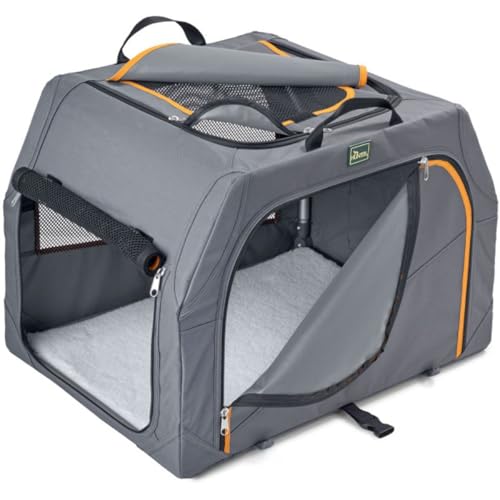 HUNTER Box transportino per Cani con Telaio in Alluminio 61x45,5x43 cmgrigio Antracite/Arancione