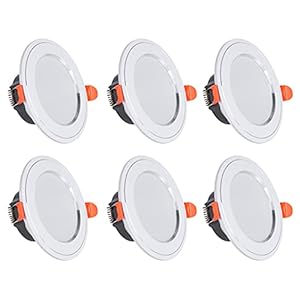 Spot LED Encastrable, Spot Encastré, Spot de Salle de Bain Plafonnier Encastrable, 7W 650lm Équivalent 70w Halogène Pas Dimmable, Blanc Chaud 3000k Spot LED Extra Plat, AC185-265V, Lot de 6