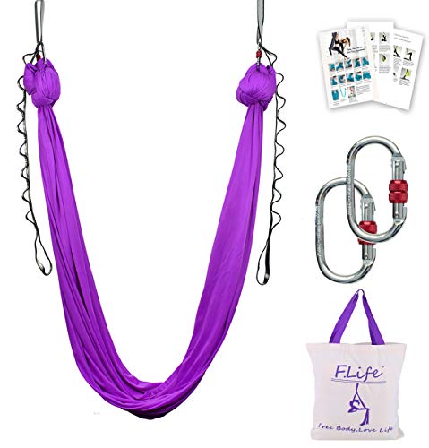 Image of F.Life Aerial Silk Yoga Hammock & Swing for yoga Inversion,Strength training,starter hardware kit