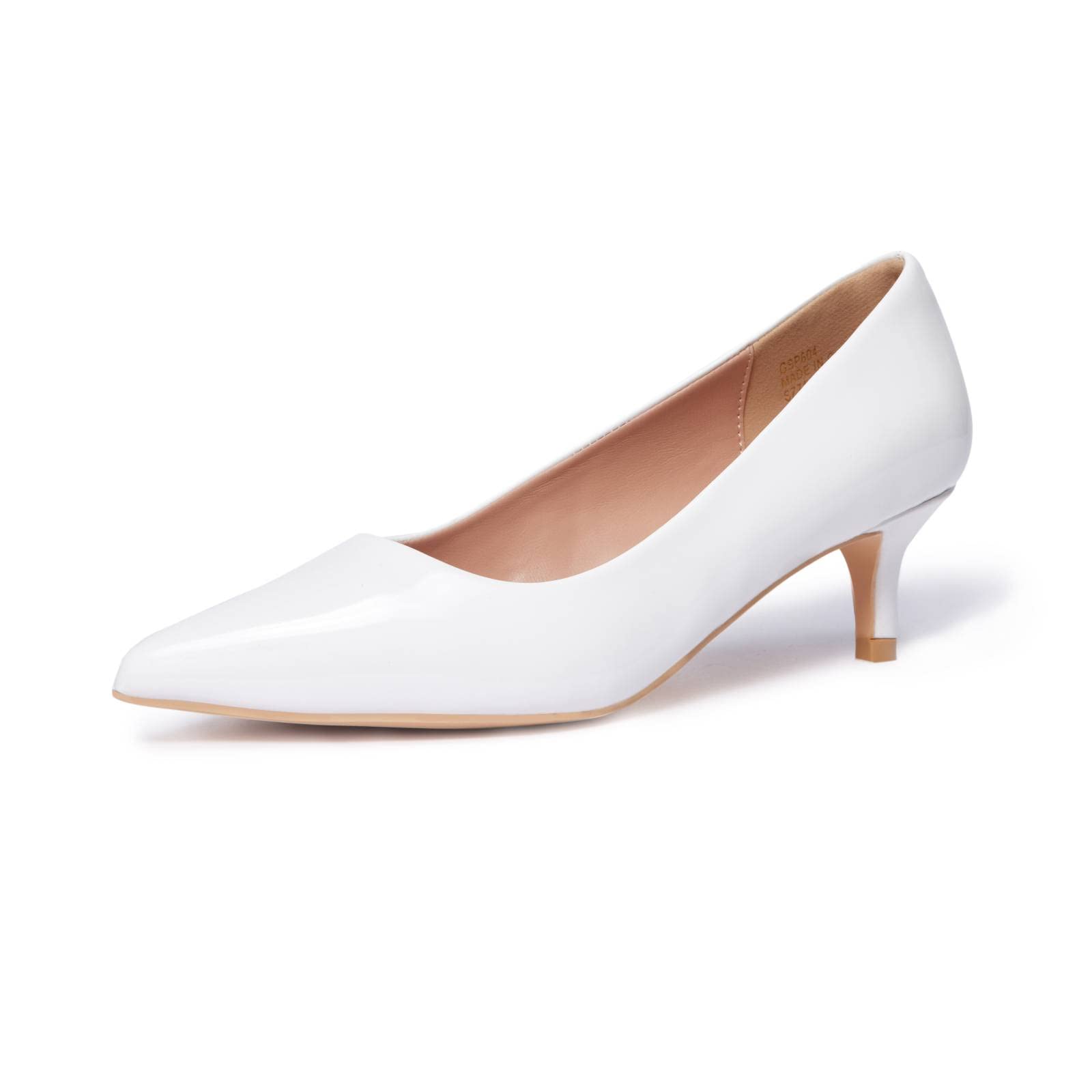 GENSHUO Damen Kitten Heels: Klassische 5 cm niedrige Absatzpumps, Slip-On, geschlossene Spitze Zehenpartie, Büroarbeit, Kleiderpumps, 36-42 EU