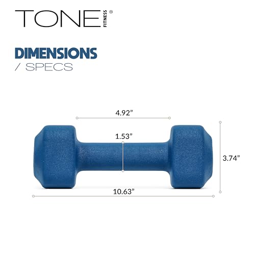 Tone Fitness Neoprene Dumbbell Weight Pairs with Anti-Roll Square Head | Multiple Options