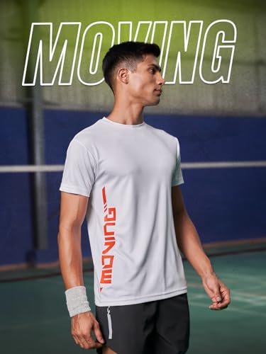 Image of FitMonkey Sports Crew Neck Stretchable Dry Fit T Shirt | Regular Fit Textured T Shirt for Men |Sport T Shirt for Men | Quick Dry Technology with Moisture Control |Breathable & Lightweight