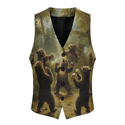 Bear Dance Mens Slim Fit Suit Vest Dress Waistcoat Casual Business Vest4