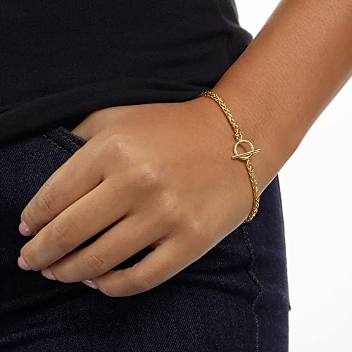 Amazon Essentials 14k Gold Plated or Silver Plated Braided Chain Bracelet 7.5"2