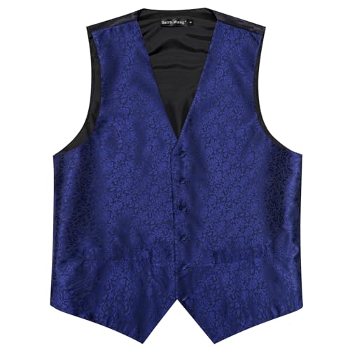 Image of Barry.Wang Men's Suit Vest Tie Bowtie Set Formal Silk Paisley Waistcoat Hanky Cufflinks Lapel Pin Set Wedding Party 7PCS