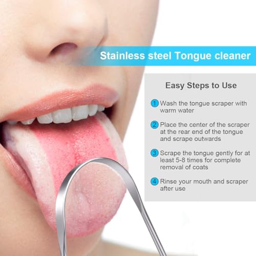 Image of steel Tongue Cleaners flat design for adult pack of (3)
